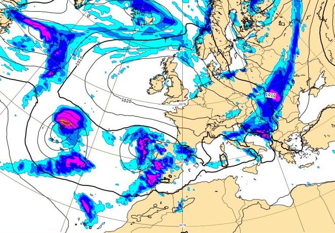 Prometedor mapa del Centro Europeo de Previsiones Meteorológicas a Medio Plazo previsto para el lunes