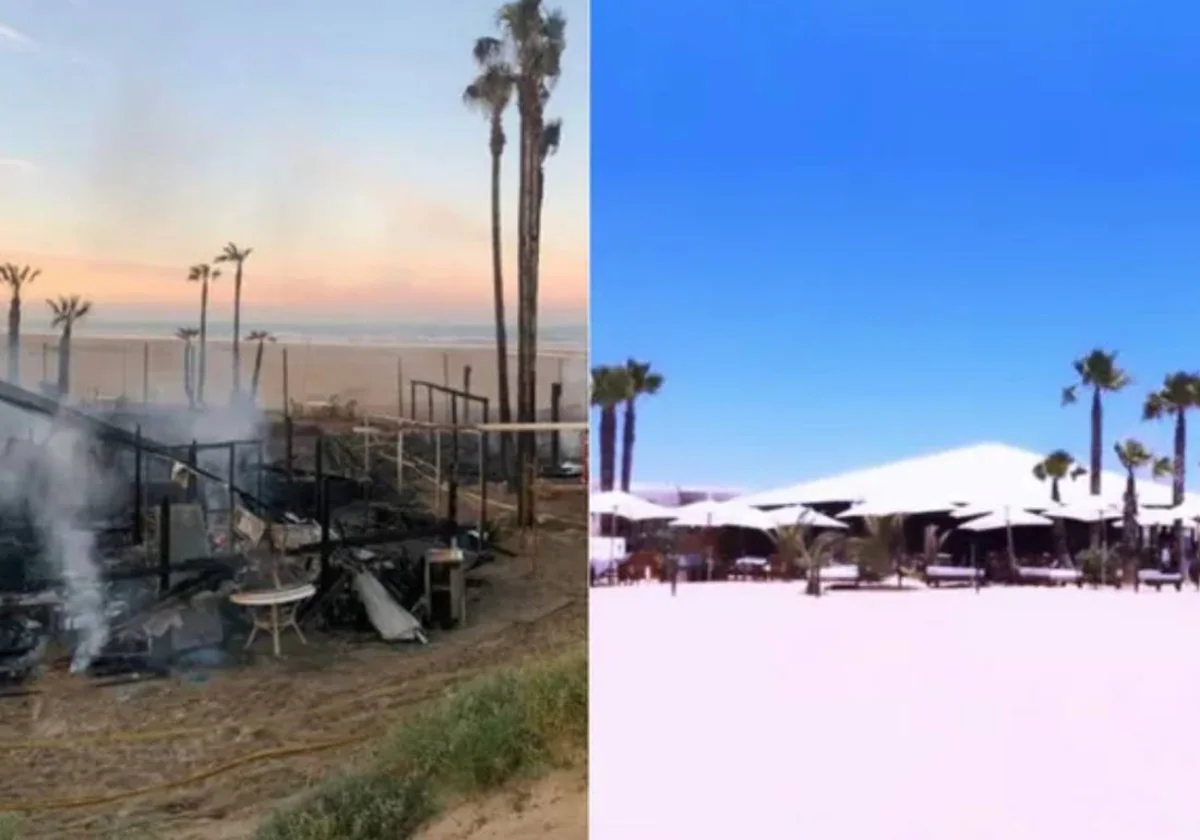 El antes y el después del incendio del chiringuito El Tabla