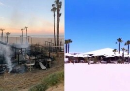 El antes y el después del incendio del chiringuito El Tabla