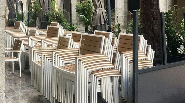 Terraza recogida de un establecimiento de Gran Vía