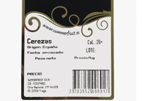 Imagen secundaria 1 - Imágenes de las etiquetas de las cajas de cerezas de Mercadona
