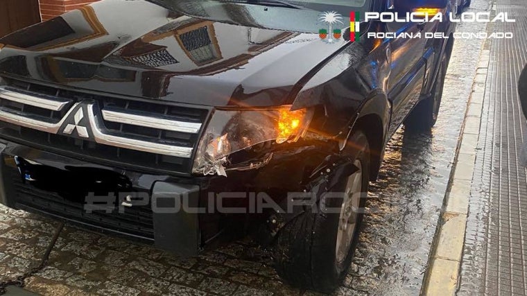 El otro vehículo que ha resultado dañado en la colisión de esta mañana en Rociana