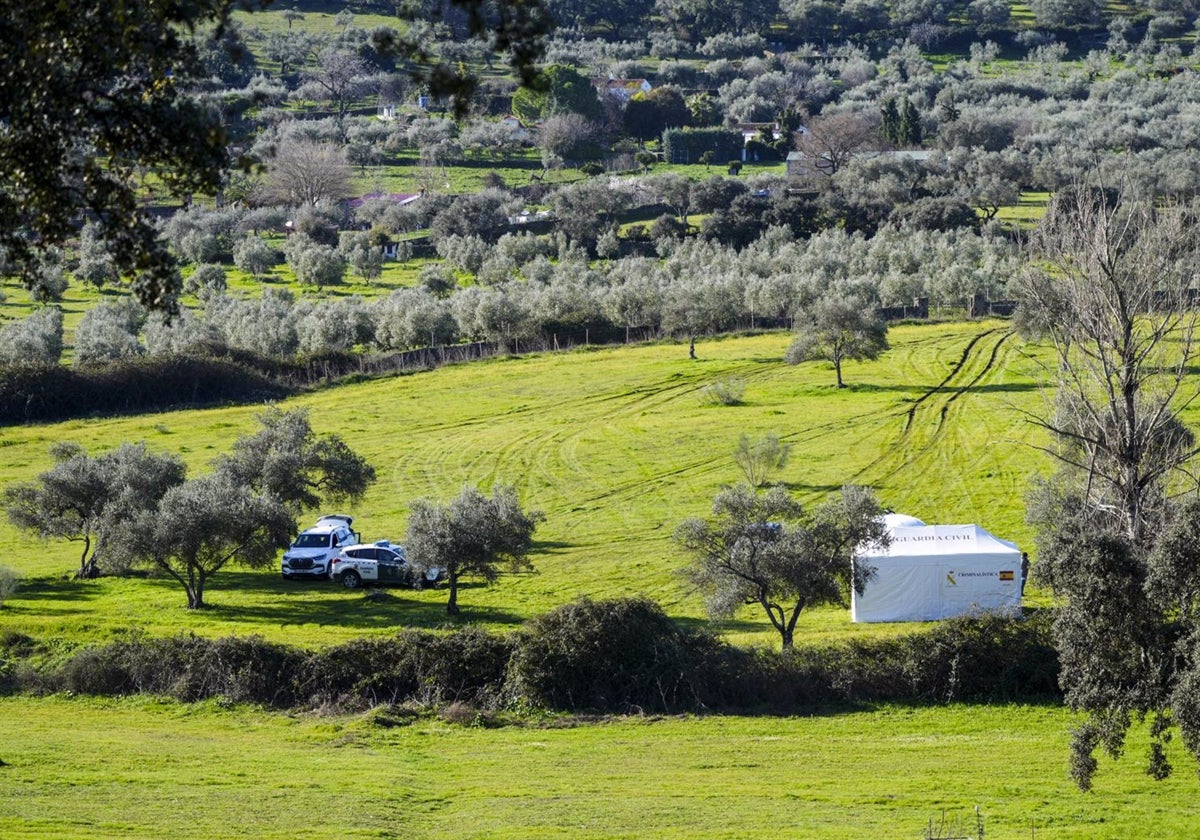 Finca de Santa Olalla del Cala donde han buscado evidencias sobre el paradero de Noemí Villar