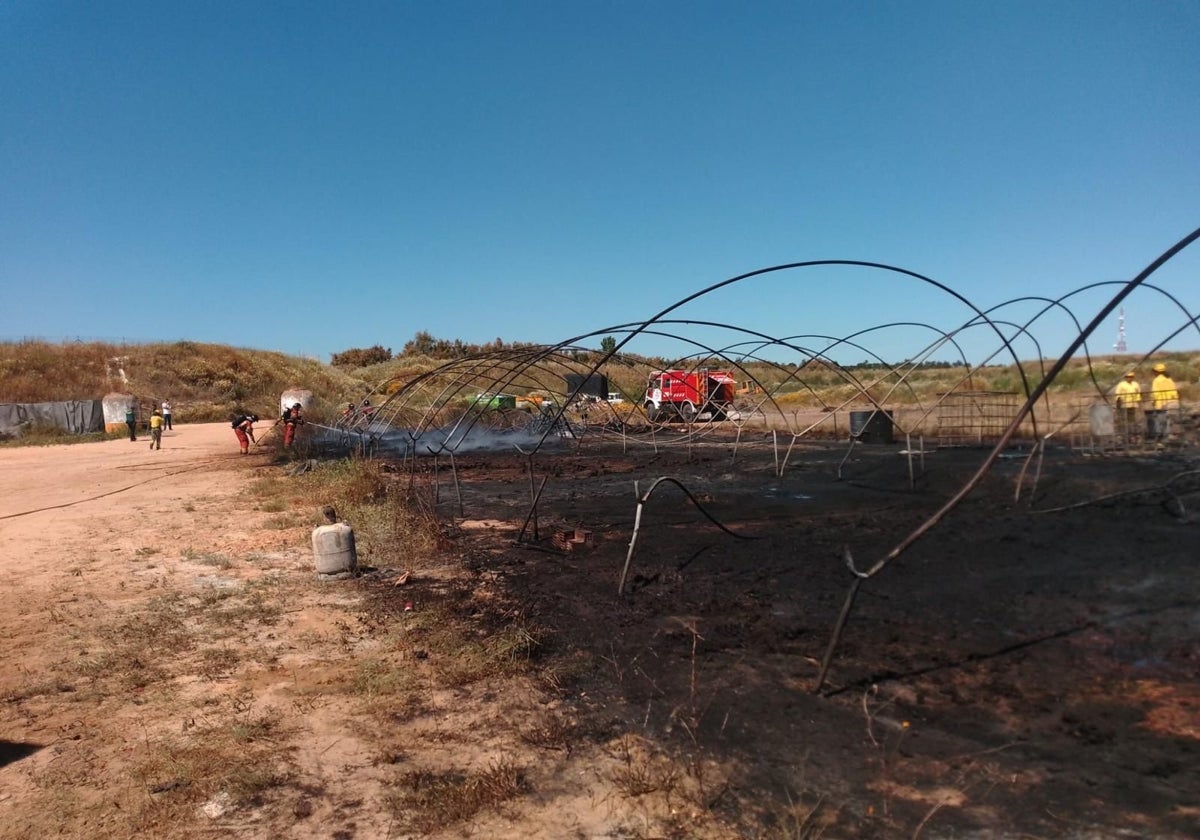 Imagen del incendio en una finca entre Villarrasa y Rociana del Condado