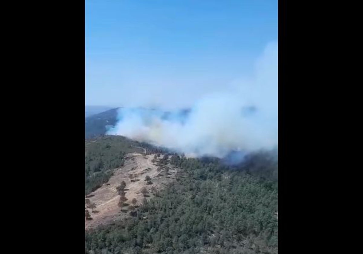 El incendio declarado en Aroche este miércoles