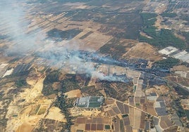 Activada la fase 1 de emergencias por un incendio en Bonares que obliga a cortar la A-484