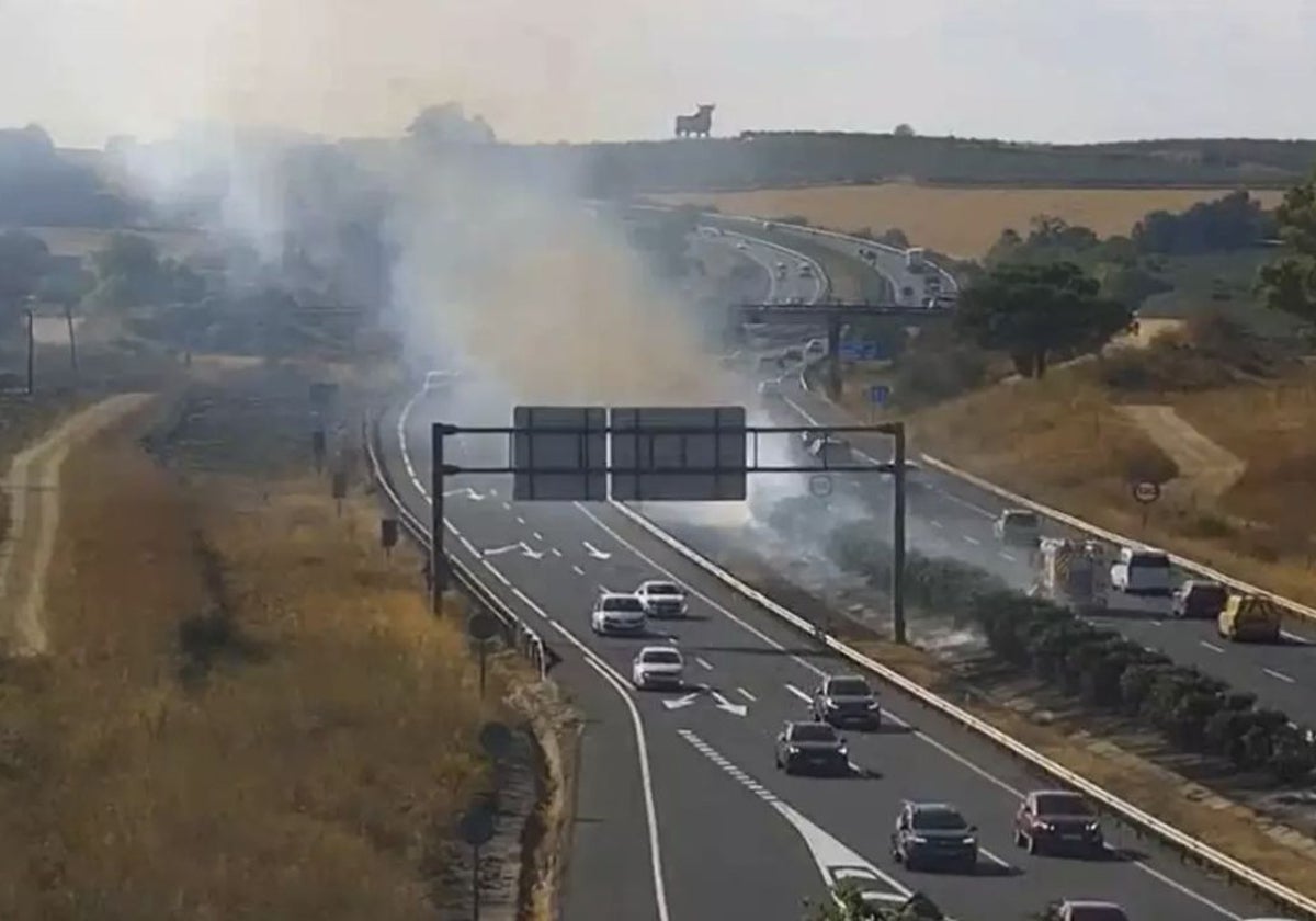 Incendio en la mediana de la A-49