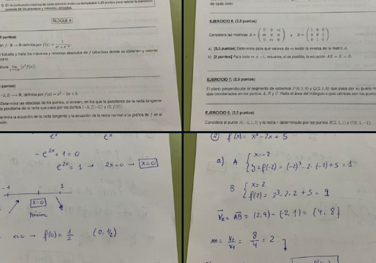 Resuelto el examen de Matemáticas II en la PEvAU de Andalucía