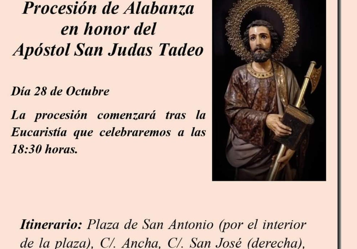 Horario e itinerario de la procesión de San Judas Tadeo en Cádiz