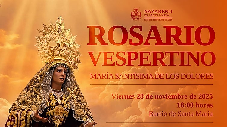 Rosario vespertino de la Virgen de los Dolores por Santa María: horario y recorrido