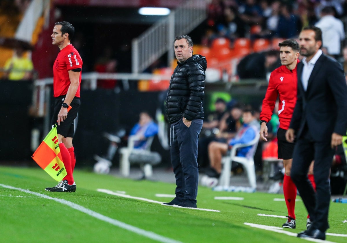 Sergio y Baraja, en Mestalla.