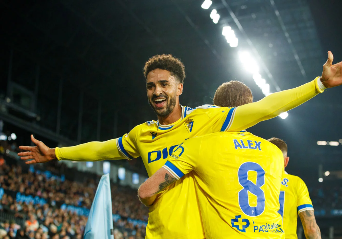 Chris Ramos celebra su gol ante el Celta