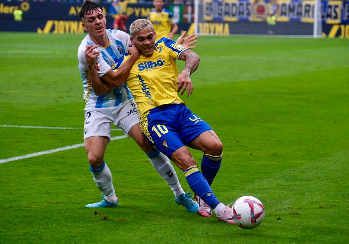 Brian en el partido ante el Málaga