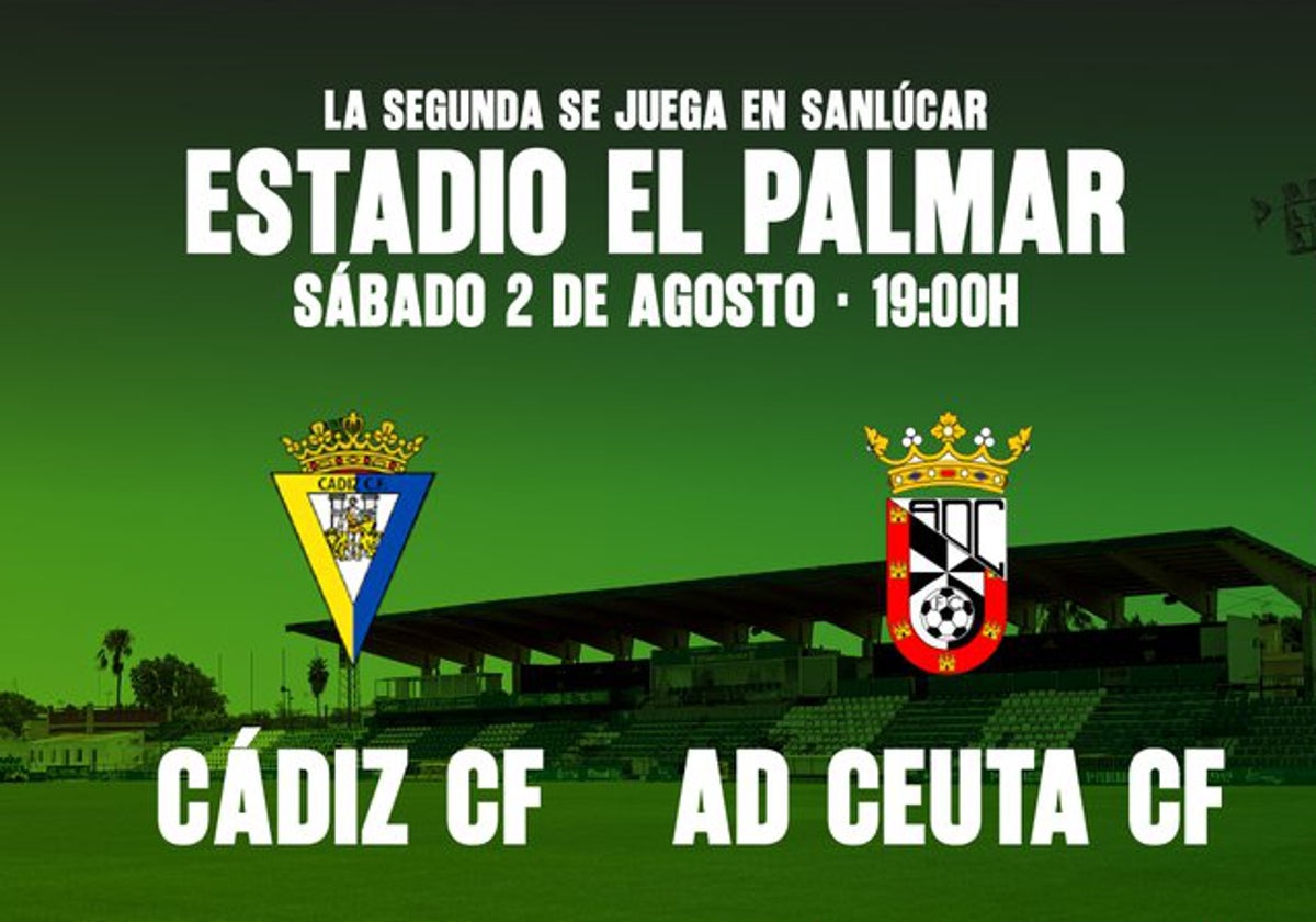 Cartel del Cádiz - Ceuta que se celebrará en Sanlúcar de Barrameda.