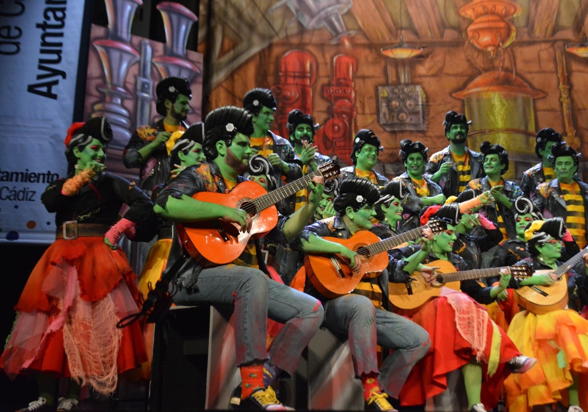 El coro de Chiclana durante los cuartos de final.