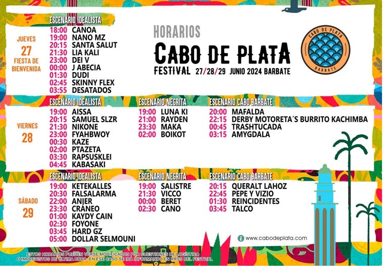 Festival Cabo de Plata 2024: horarios de todas las actuaciones en Barbate