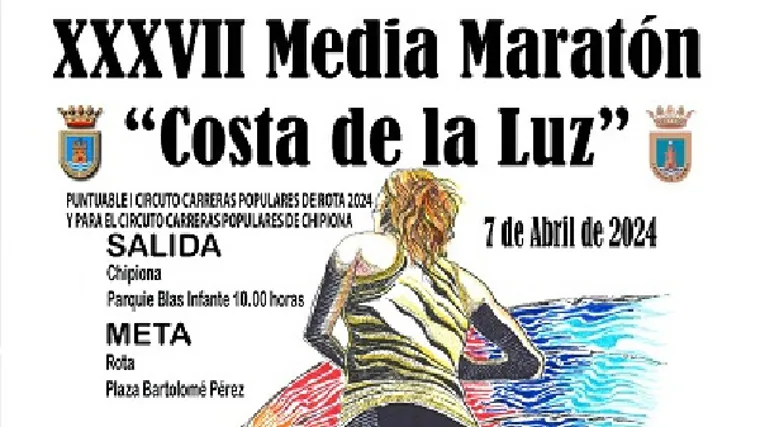 Cartel de la XXXVII Media Maratón Costa de la Luz.