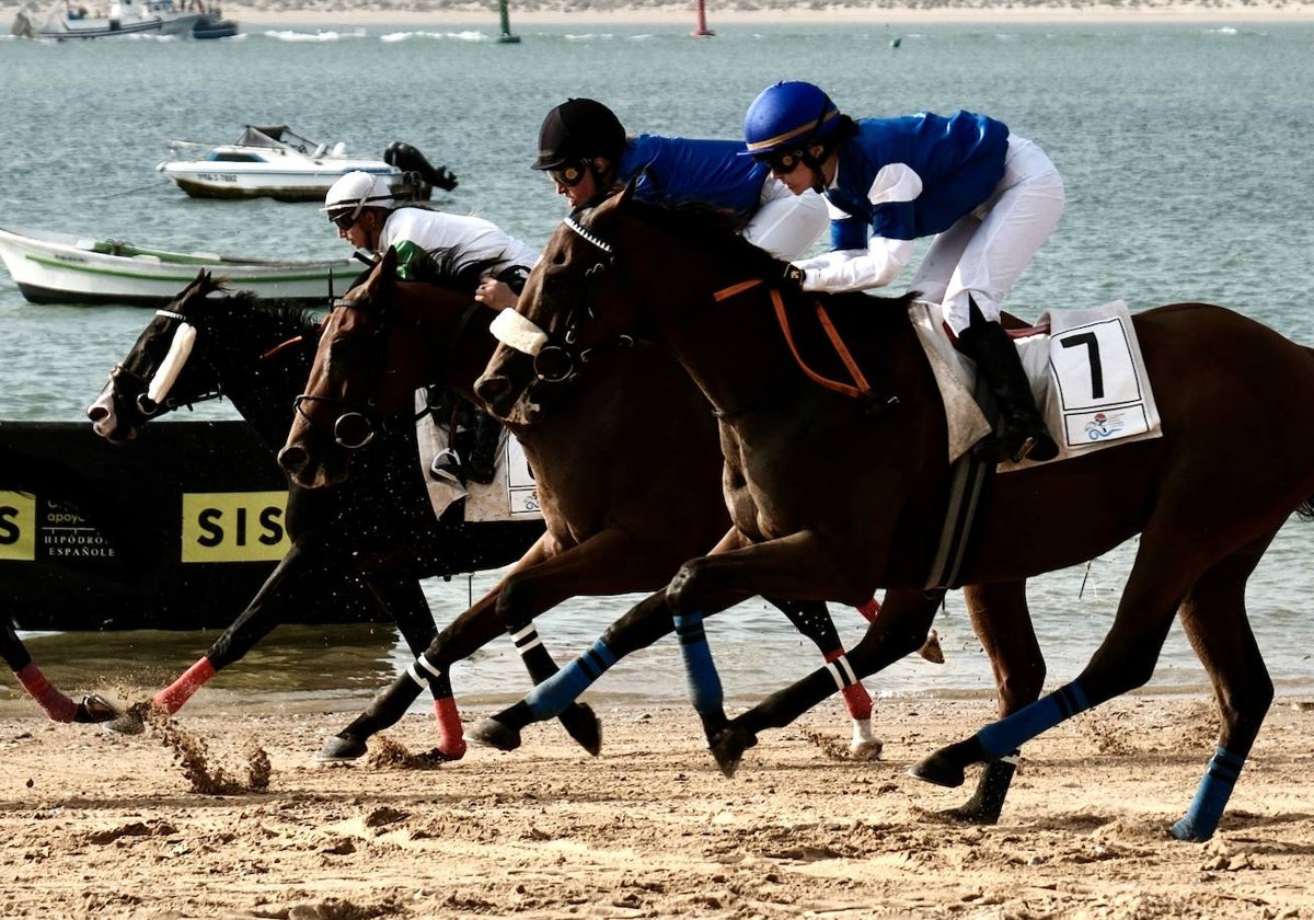 La primera carrera del segundo ciclo de las Carreras de Caballos de Sanlúcar en imágenes