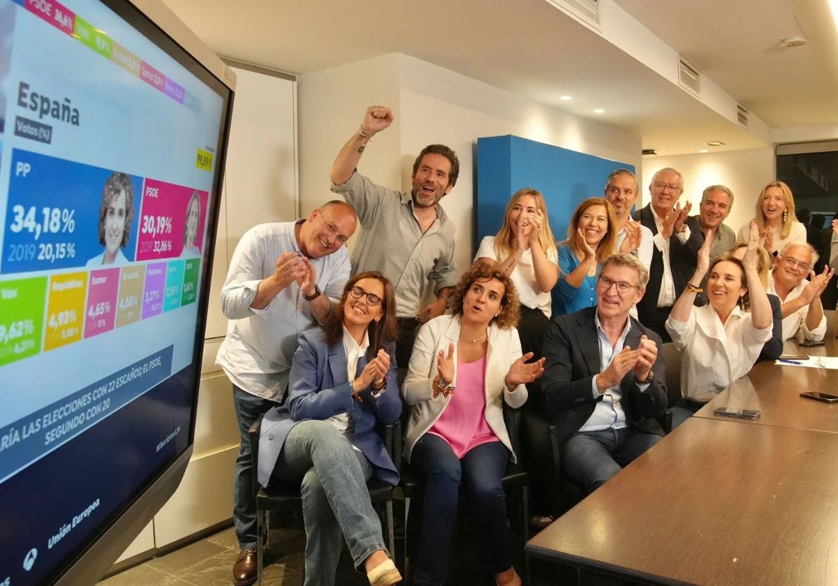 El equipo del PP, celebrando la victoria.