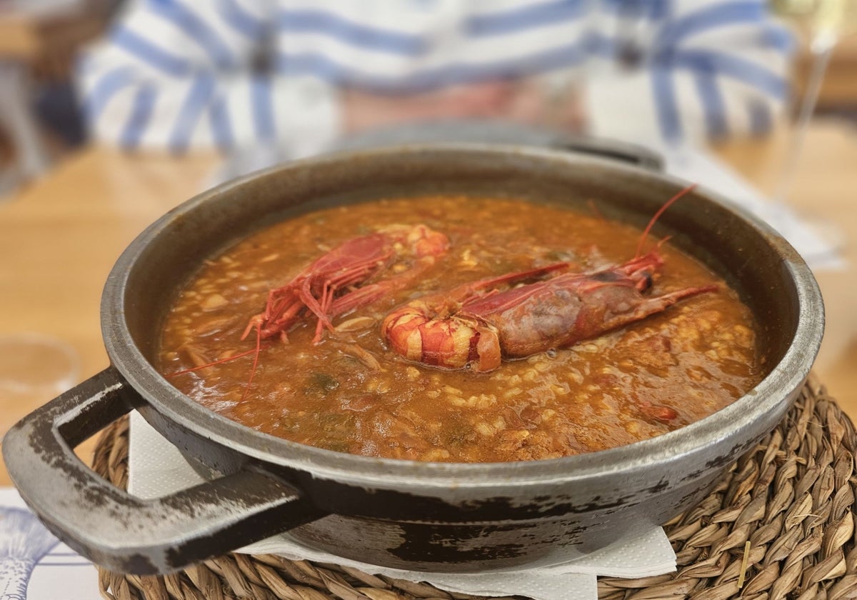 Arroz de carabineros en el restaurante La Marea de Cádiz