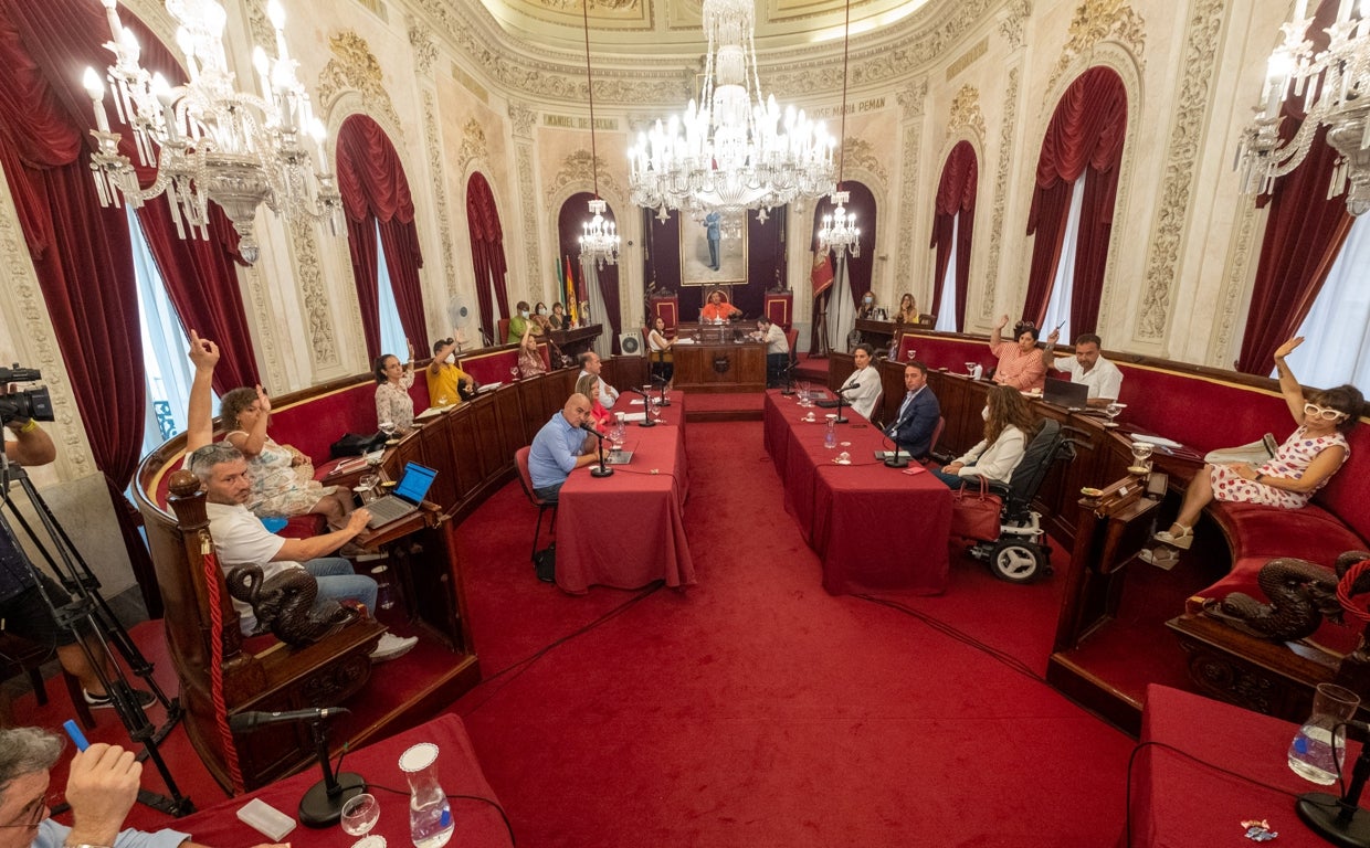 Votación de la propuesta de Eléctrica de Cádiz en el pleno del Ayuntamiento de Cádiz.