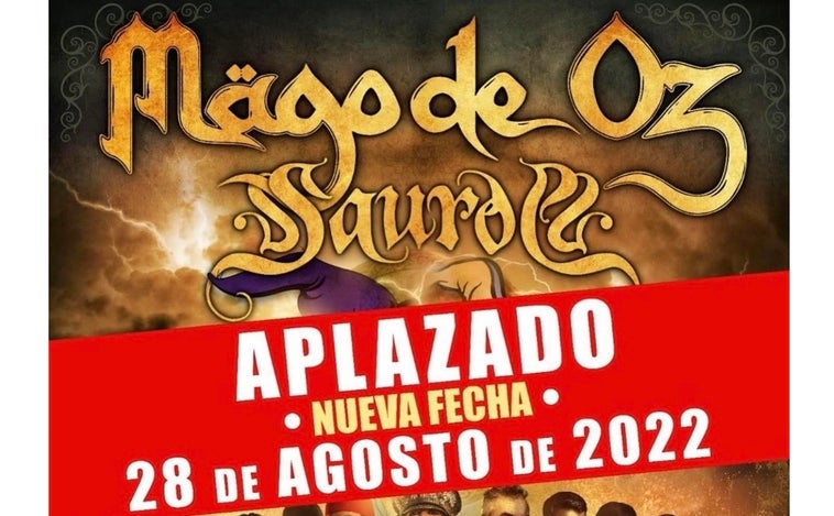 Aplazado el concierto de Mägo de Oz y Saurom en San Fernando para el 28 de agosto