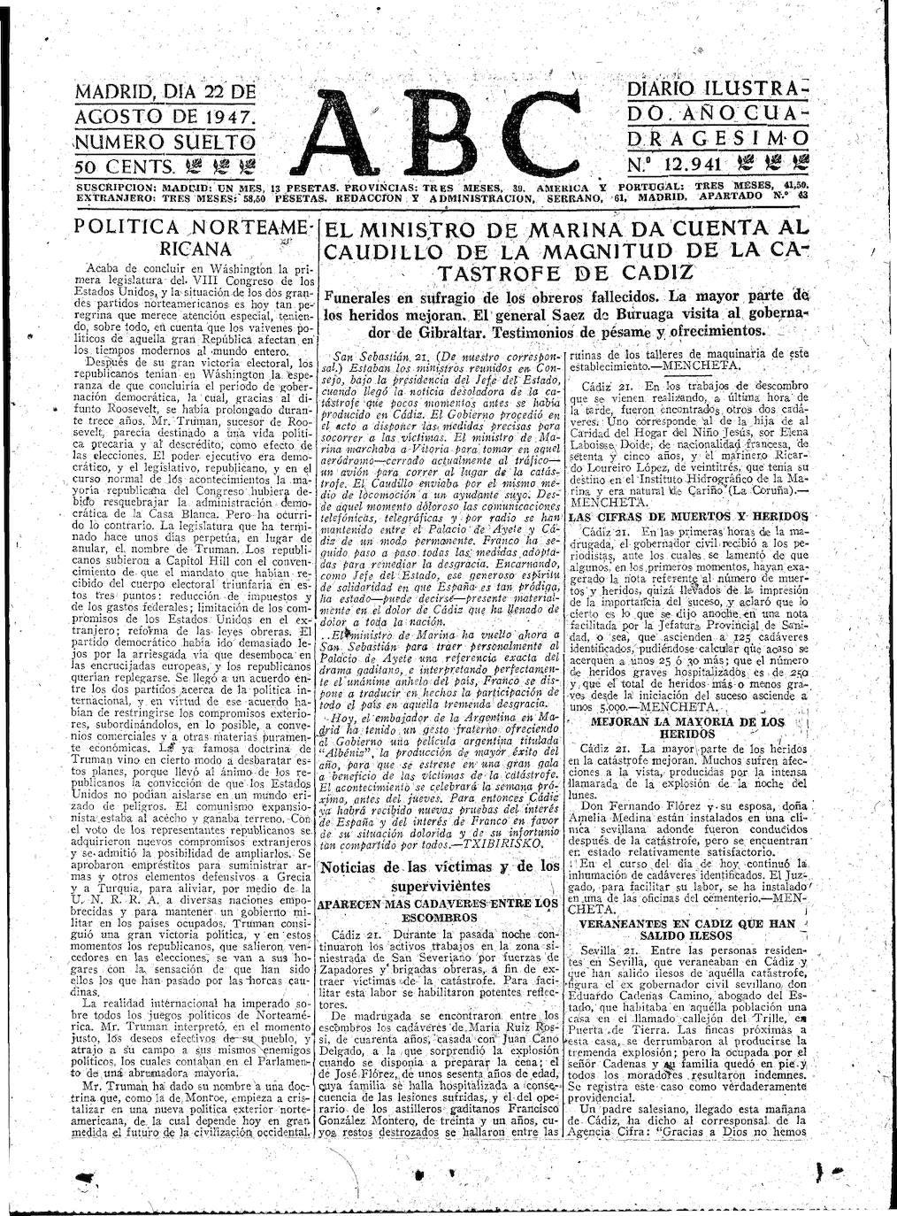 Las fotos de la Gran Explosión en Cádiz: así contó la prensa de la época la tragedia del 1947