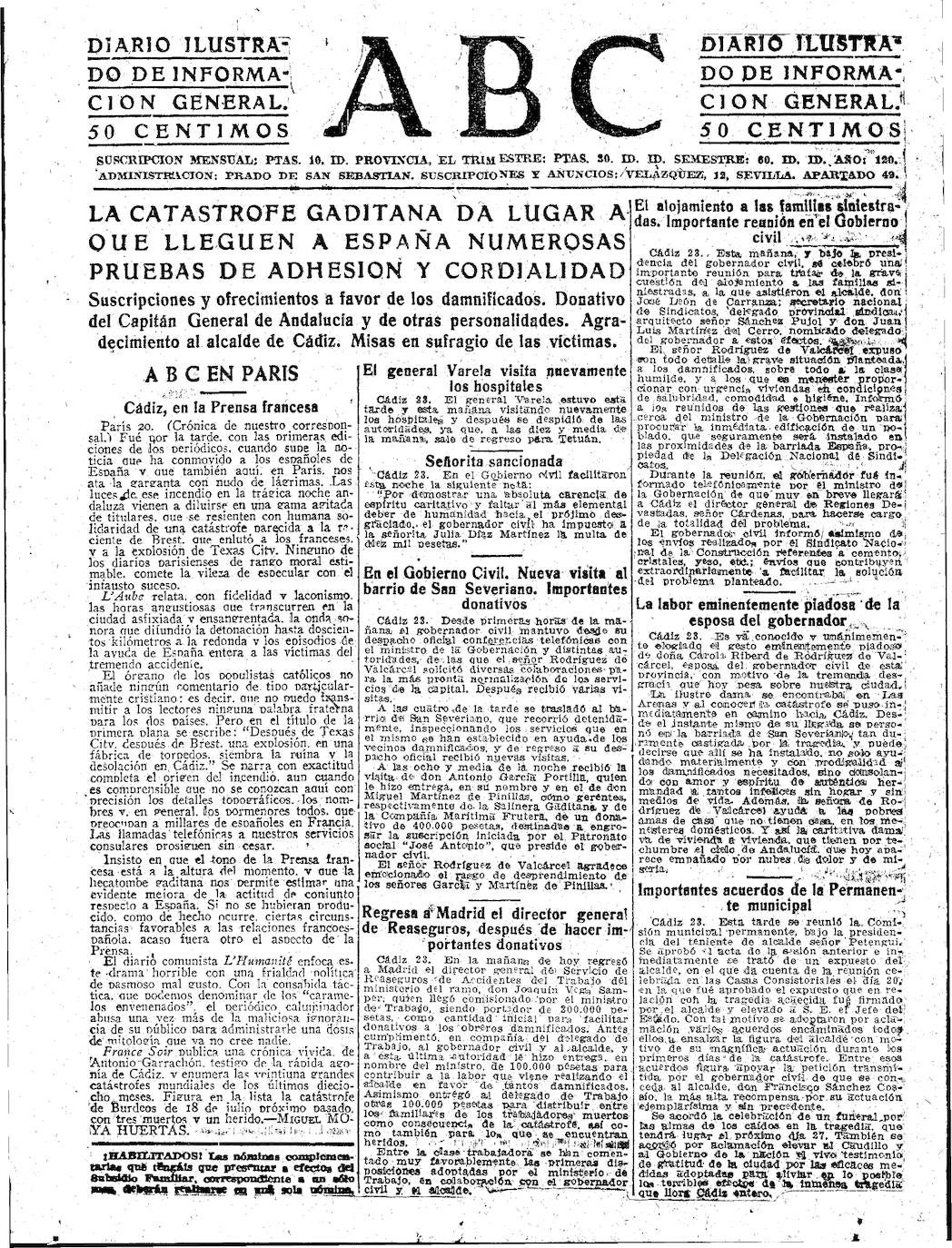 Las fotos de la Gran Explosión en Cádiz: así contó la prensa de la época la tragedia del 1947