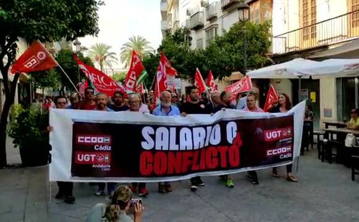 Imagen de una de las manifestaciones de trabajadores de la vid en Jerez esta semana