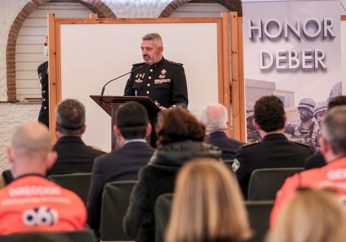 El subdelegado de Defensa, coronel Ángel Umbría, durante la celebración del día de la Subdelegación en 2021.