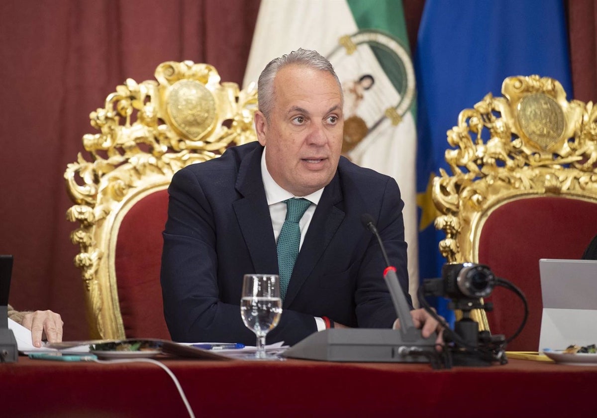 l presidente de la Diputación de Cádiz, Juan Carlos Ruiz Boix, en una intervención en el pleno de la Coorporación provincial.