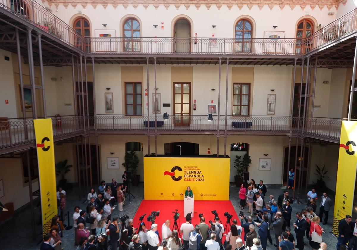 Nadia Calviño en el Palacio de Congresos.