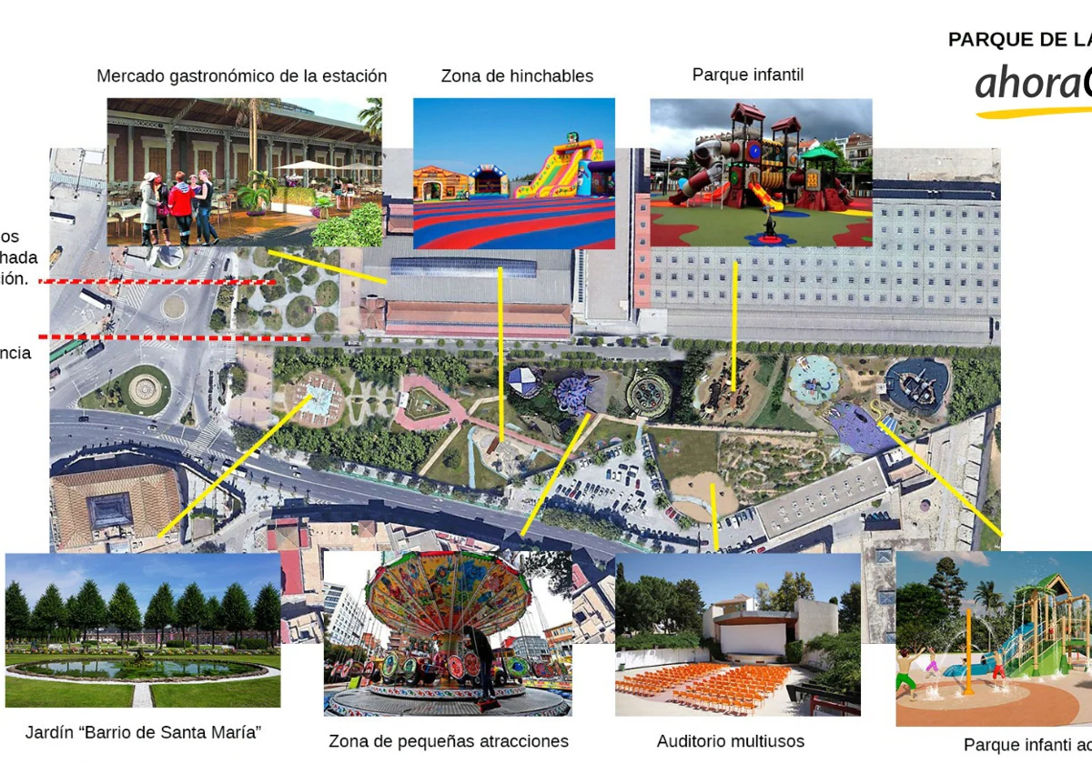 Plano del parque de ocio que propone Ahora Cádiz.
