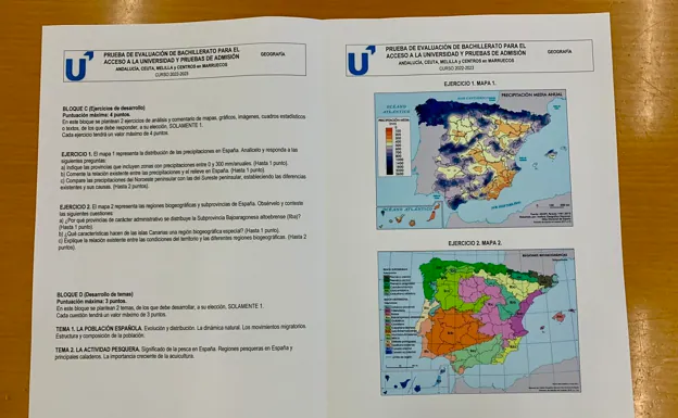 Examen de geografía de Selectividad 2023 en Andalucía