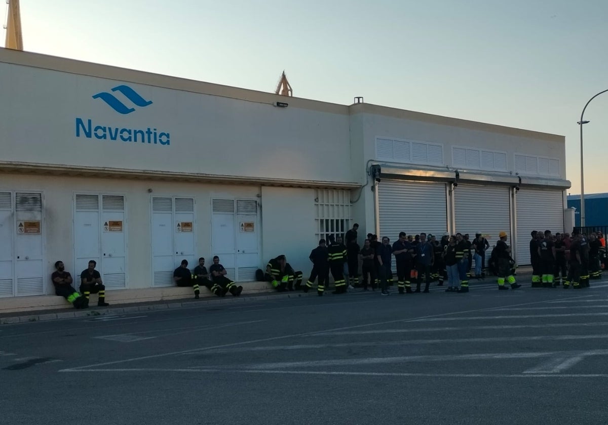 Una de las protestas en la puerta del astillero de Cádiz