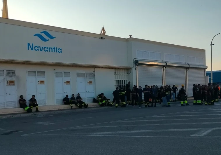 Una de las protestas en la puerta del astillero de Cádiz