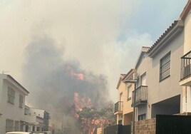 Un gran incendio amenaza el parque de Las Canteras de Puerto Real, Cádiz, y cientos de viviendas