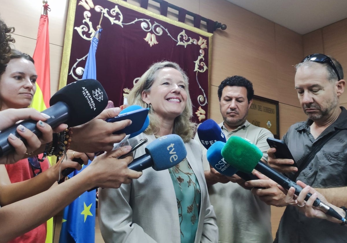 La vicepresidenta española Nadia Calviño esta mañana en Cádiz