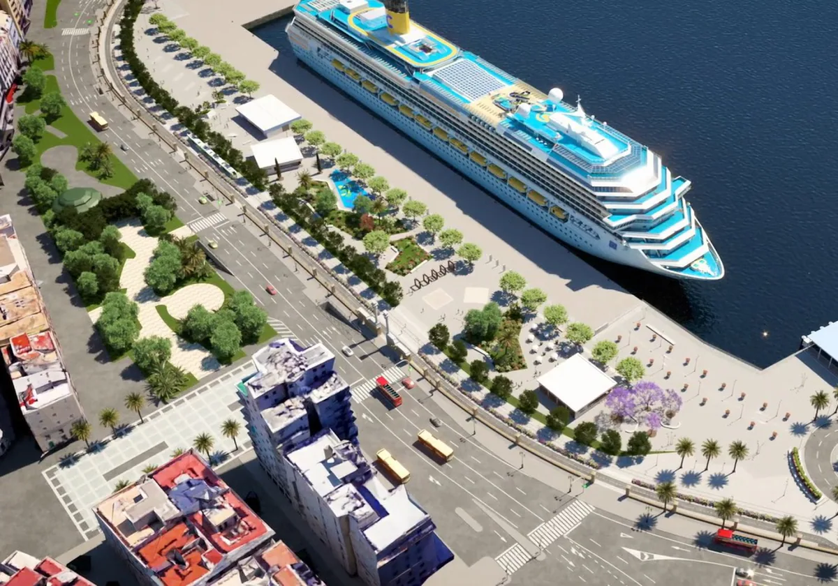 Imagen del proyecto de la integración del puerto de Cádiz en la ciudad