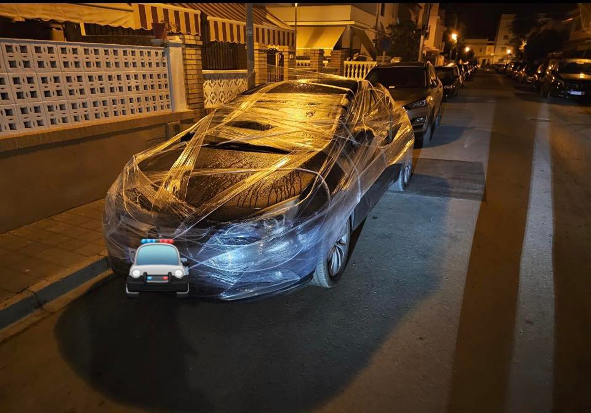 Imagen del vehículo estacionado con papel film