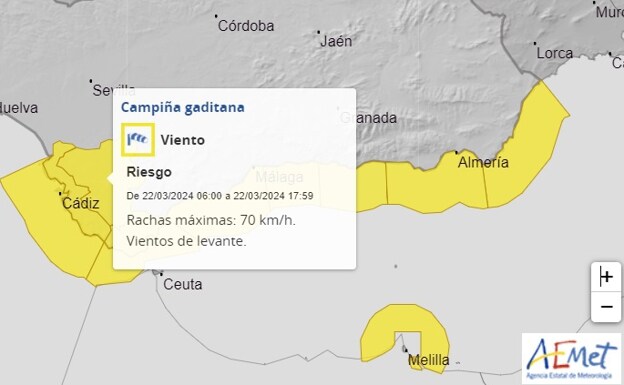 El tiempo en Cádiz: el levante trae la alerta amarilla a la costa gaditana este viernes