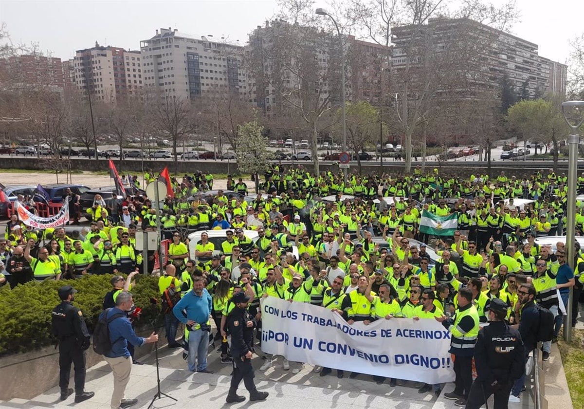 Manifestación de los trabajadores de Acerinox en Madrid