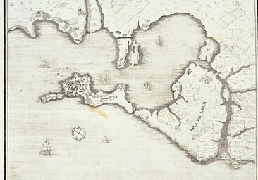 Representación cartográfica del siglo xix donde aparece San Fernando como Isla de León.