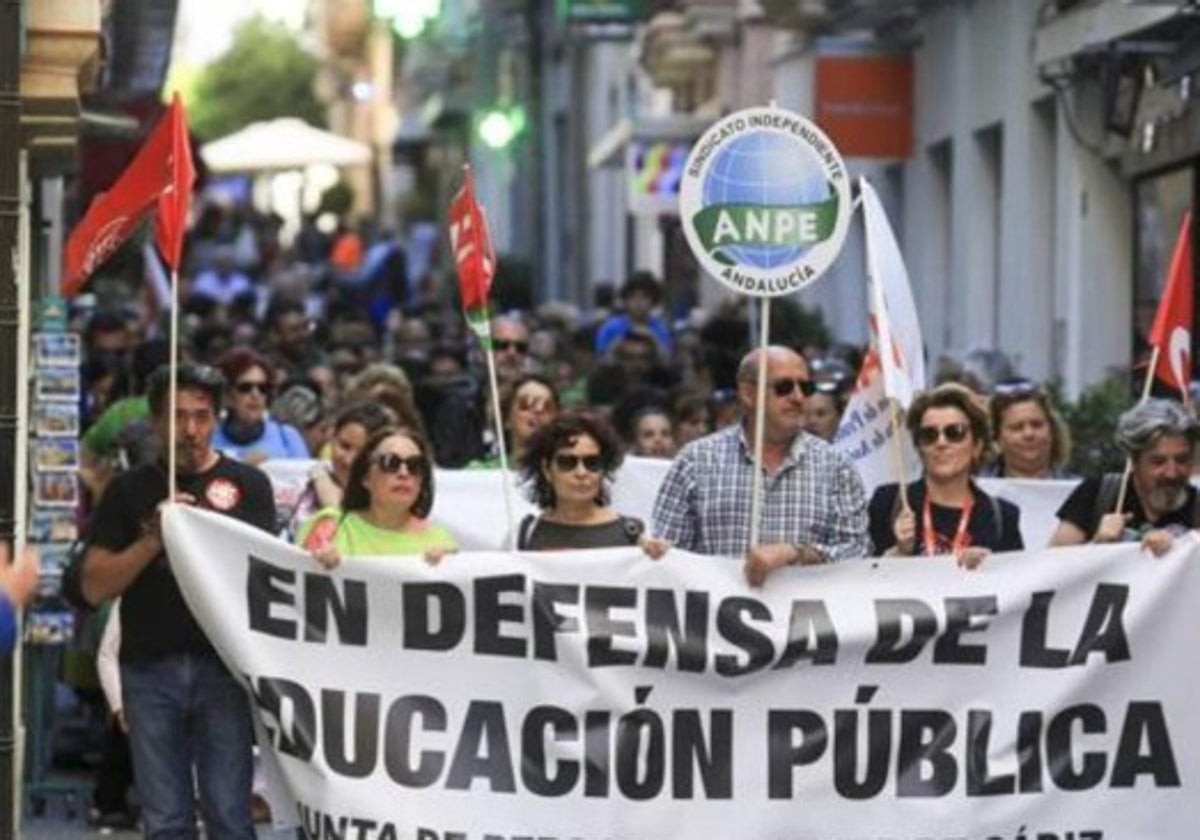 Foto de archivo de huelga docente.