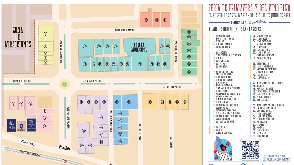 El plano de la Feria de El Puerto, con todas las casetas