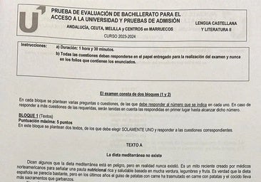 El examen de Lengua y Literatura en la PEvAU2024: Luis Cernuda y un texto periodístico sobre la dieta mediterránea