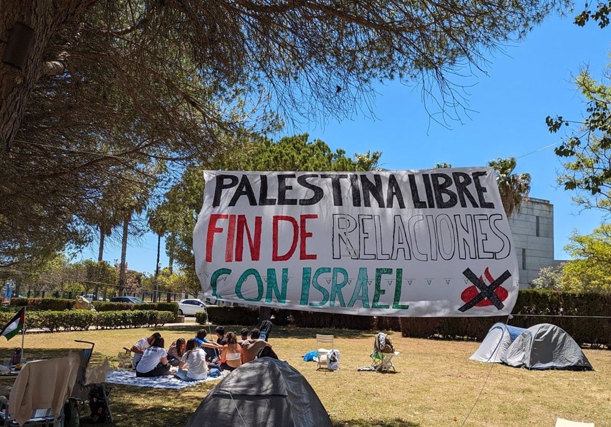 Estudiantes de Cádiz levantan su acampada pro Palestina tras 23 días en el campus universitario de Puerto Real.