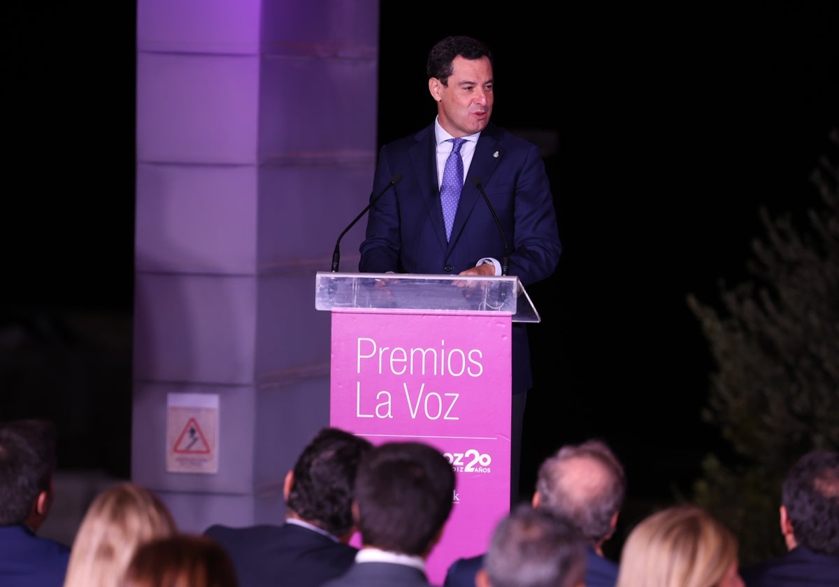 Juanma Moreno, en el acto celebrado en el Parador Hotel Atlántico de Cádiz.