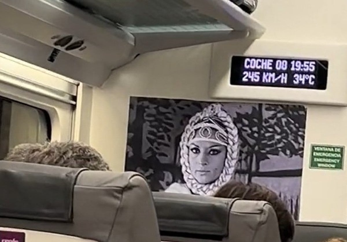 Así es el vagón del tren de Renfe que está personalizado con imágenes de Lola Flores: «¡Qué maravilla!»