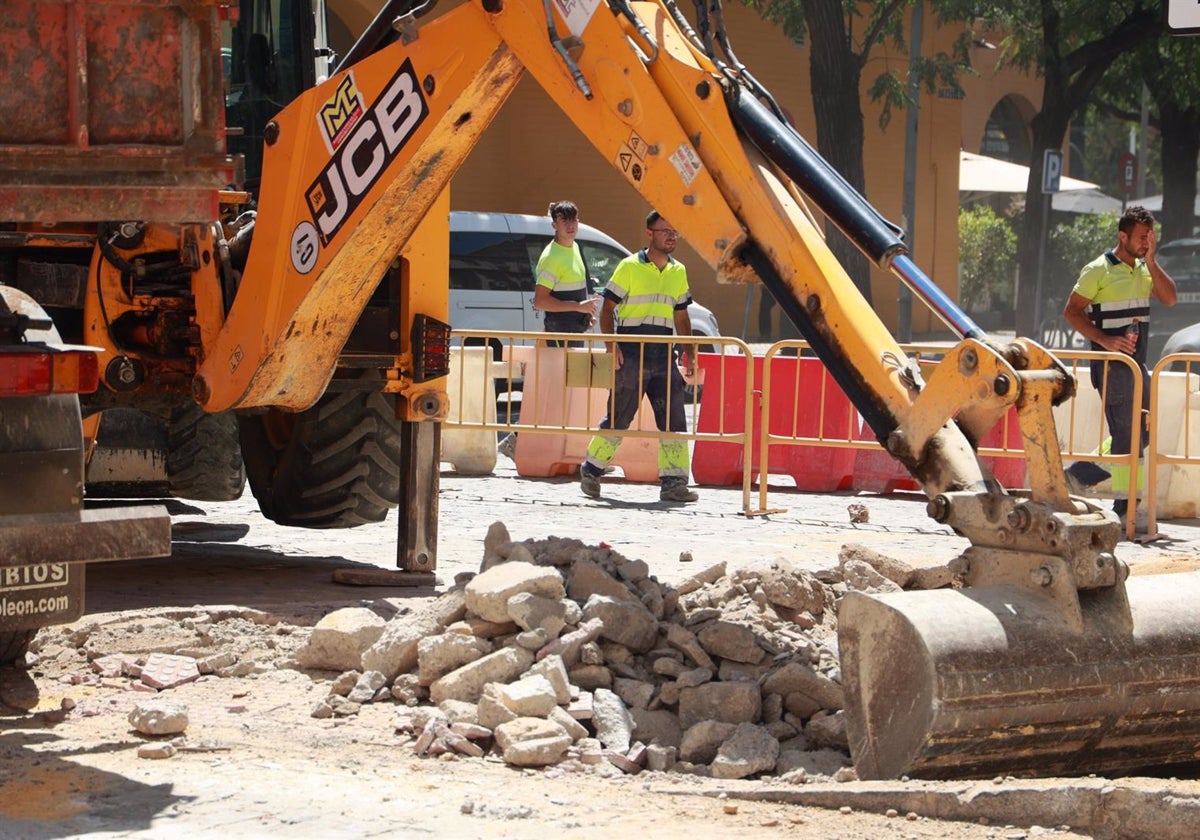 Trabajadores de la construcción en una obra